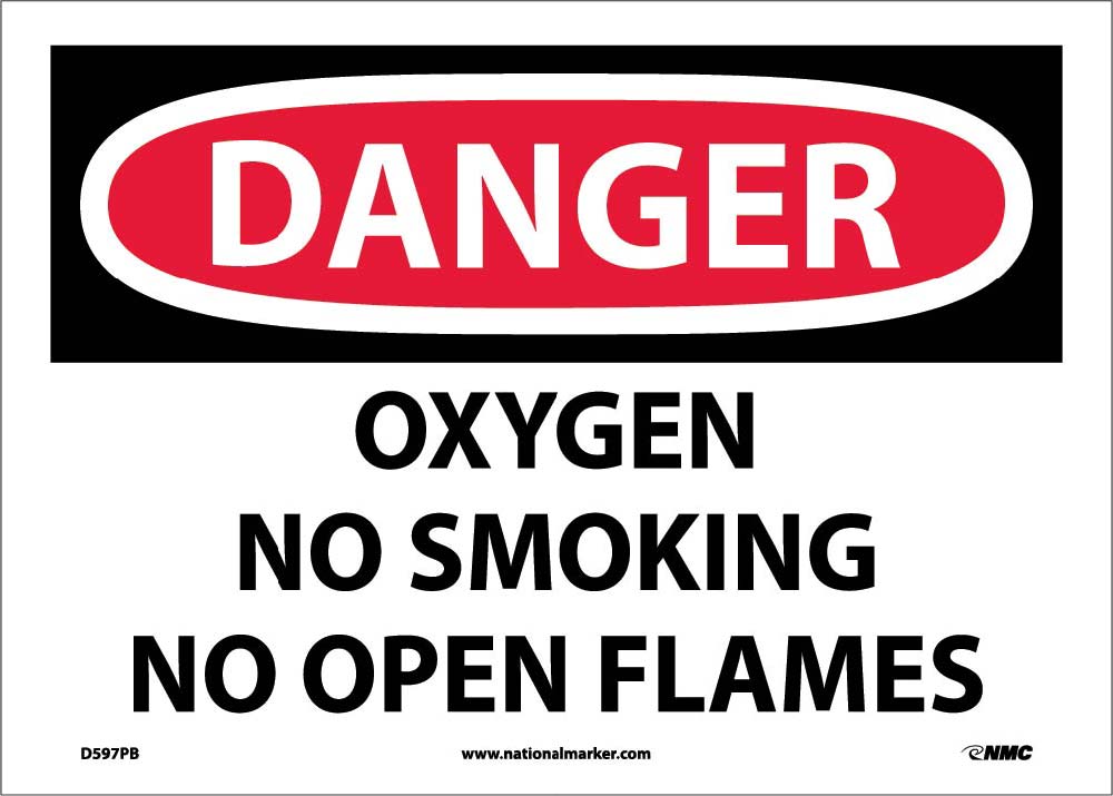 Danger Oxygen No Smoking No Open Flames Sign-eSafety Supplies, Inc