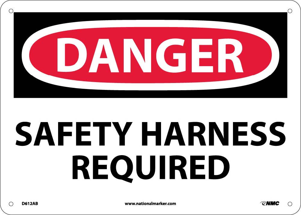 Danger Safety Harness Required Sign-eSafety Supplies, Inc