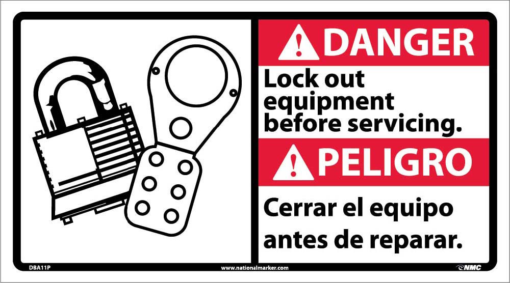 Danger Lock Out Equipment Sign - Bilingual-eSafety Supplies, Inc