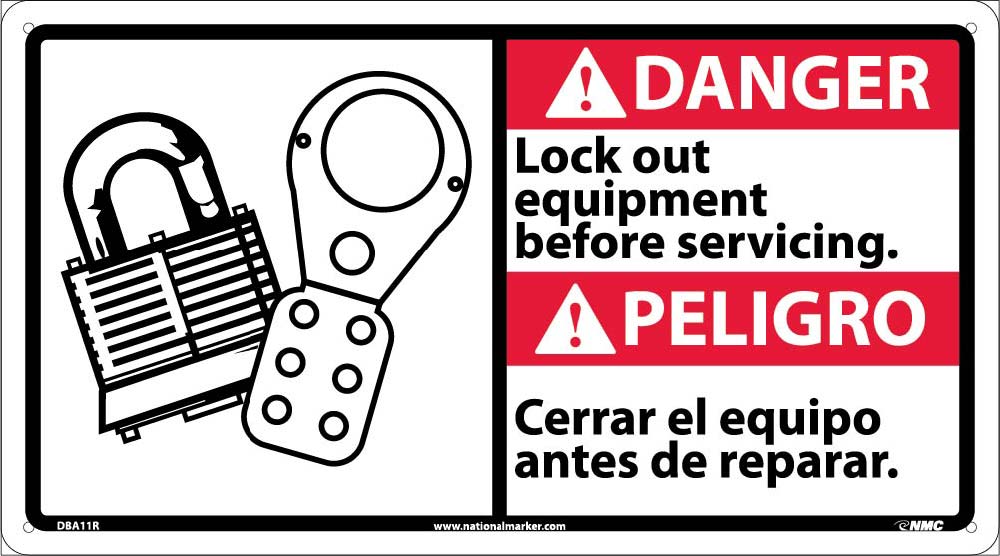 Danger Lock Out Equipment Sign - Bilingual-eSafety Supplies, Inc