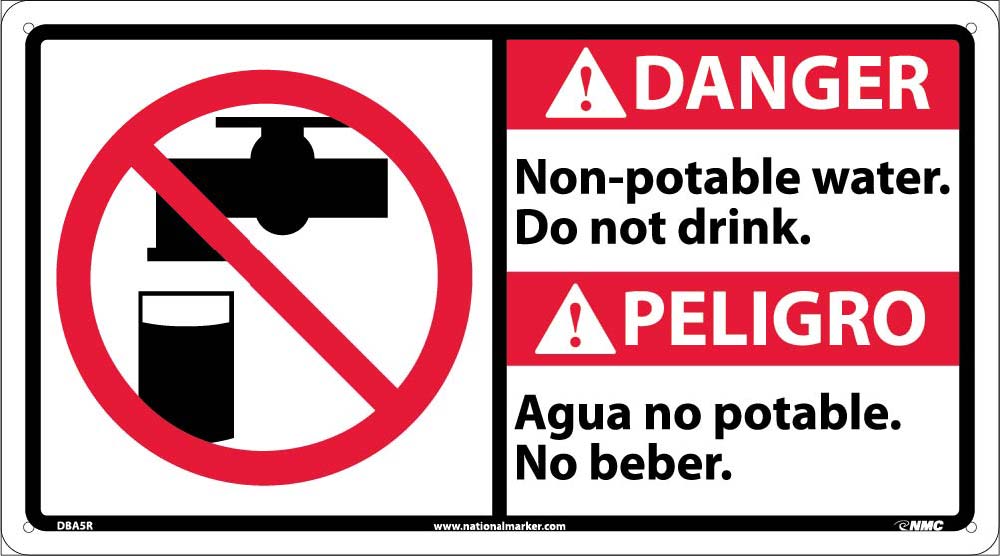 Danger Non-Potable Water Sign - Bilingual-eSafety Supplies, Inc