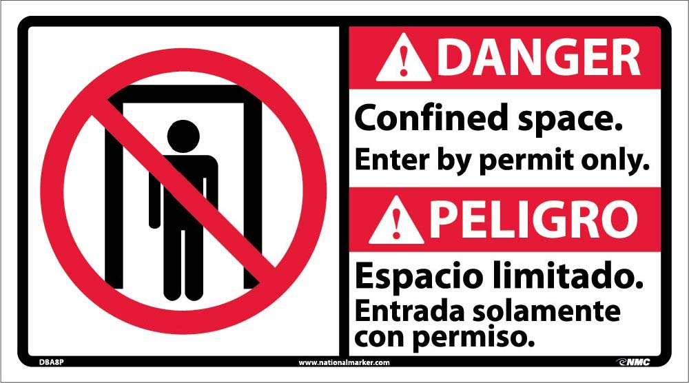 Danger Confined Space Sign - Bilingual-eSafety Supplies, Inc