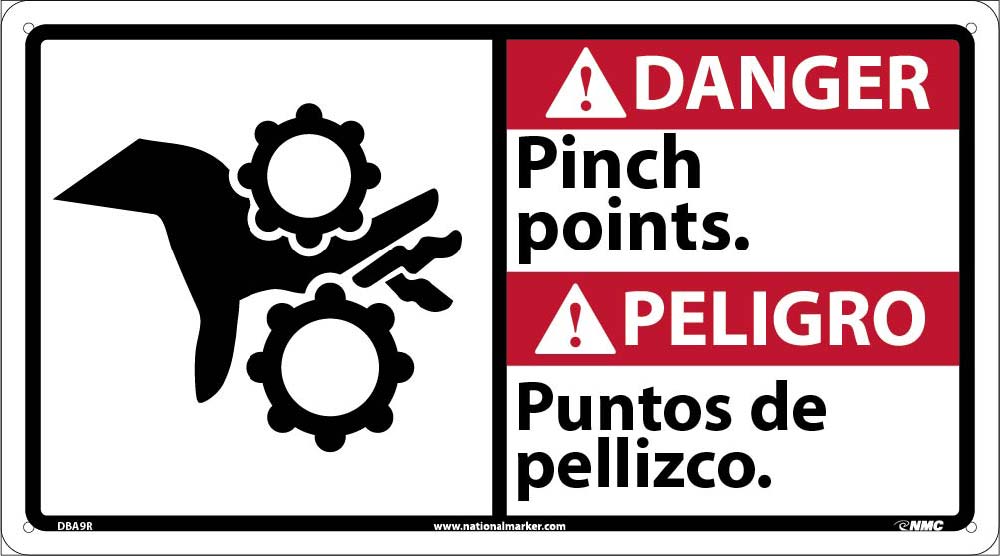 Danger Pinch Points Sign - Bilingual-eSafety Supplies, Inc