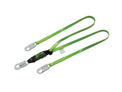 Miller by Honeywell 6' Vinyl Coated Web Twin-Leg Shock-Absorbing Lanyard With Locking Snap Hook, 2-1/2" Locking Rebar Hooks And SofStop Shock Absorber-eSafety Supplies, Inc