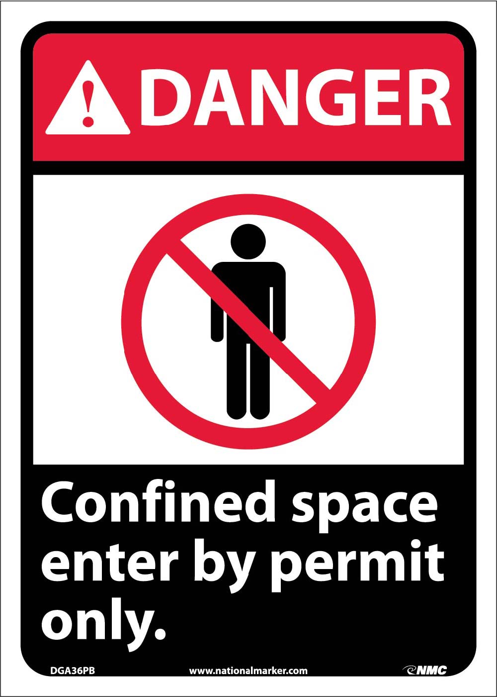 Danger Confined Space Enter By Permit Only Sign-eSafety Supplies, Inc