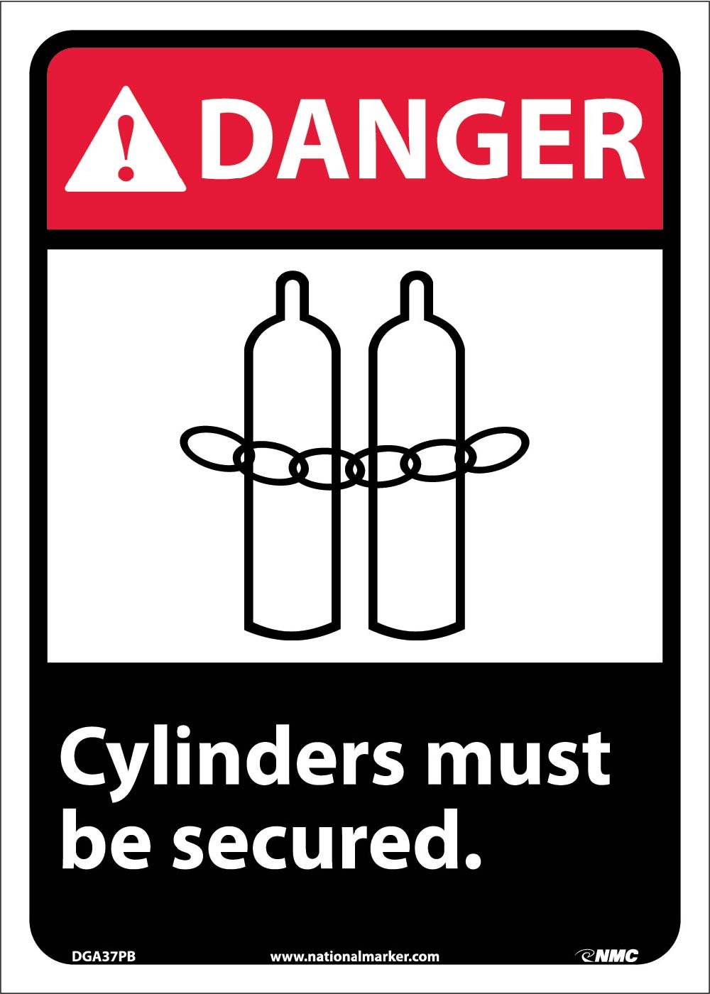 Danger Cylinders Must Be Secured Sign-eSafety Supplies, Inc