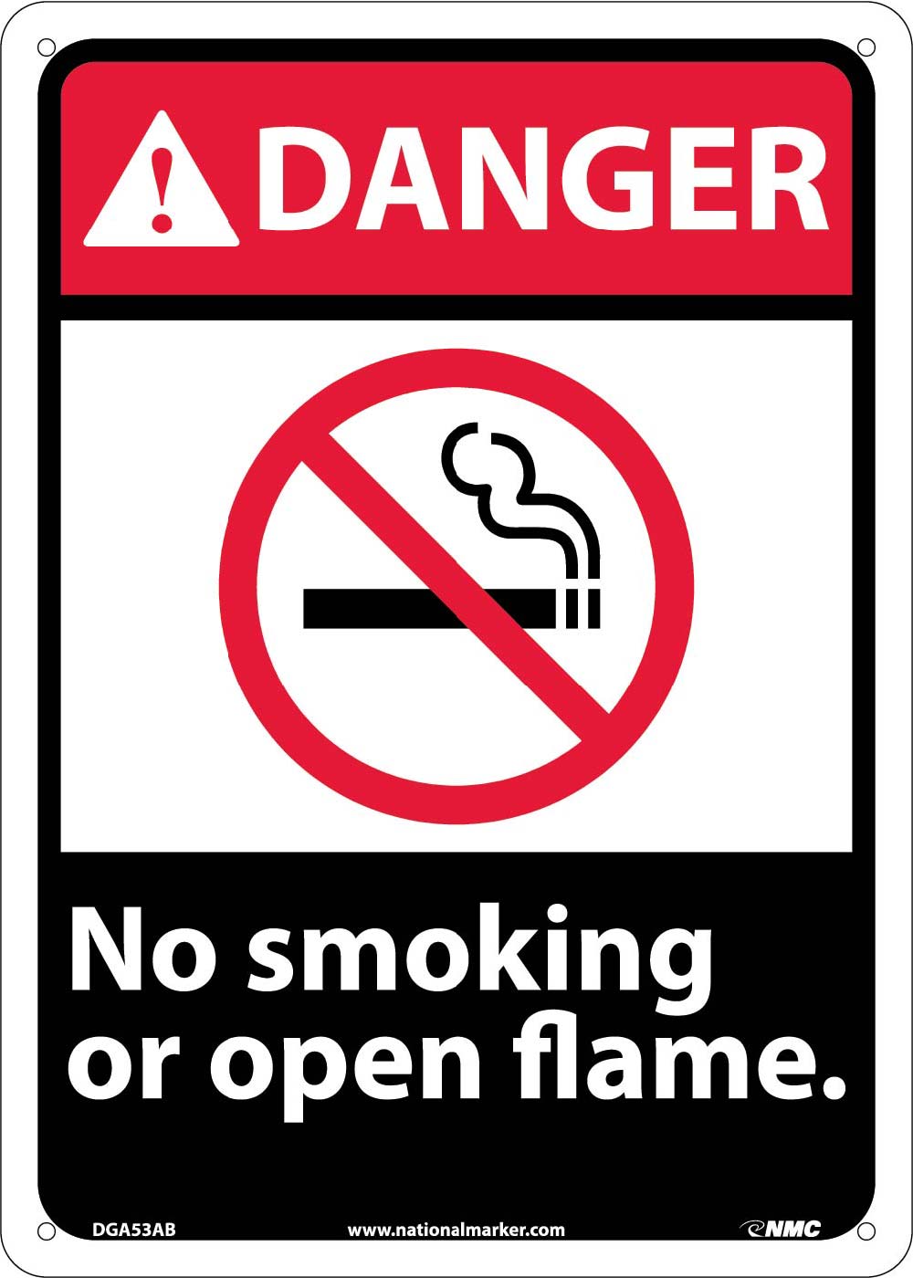 Danger No Smoking Or Open Flame Sign-eSafety Supplies, Inc
