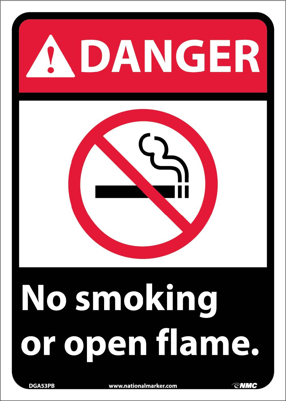 Danger No Smoking Or Open Flame Sign-eSafety Supplies, Inc