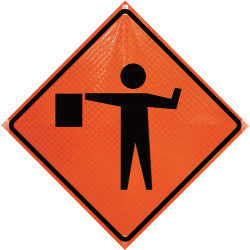 Dicke Safety Products 36" Black And Orange Polycarbonate Reflective Roll-Up Traffic Sign-eSafety Supplies, Inc