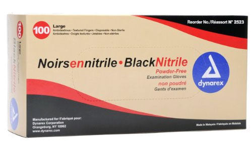 Dynarex - Powder-Free Heavy-Duty Black Nitrile Exam Gloves - Box-eSafety Supplies, Inc