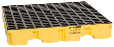 Eagle 51 1/2" X 51 1/2" X 8" Yellow HDPE 1-Drum Low-Profile Spill Containment Pallet With 66 Gallon Spill Capacity, Grating And Drain-eSafety Supplies, Inc