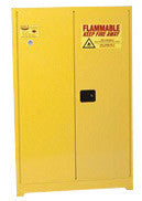 Eagle 45 Gallon Yellow 18 Gauge Steel Safety Storage Cabinet With Sliding Self-Closing Doors, Shelves, Vents, Warning Labels And 3-Point Latch System-eSafety Supplies, Inc