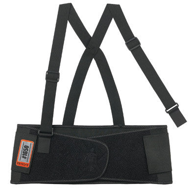 Ergodyne Medium 7 1/2" Black ProFlex 1650 Elastic Economy Back Support With 5" Single Strap Closure, Rubber Track, Polypropylene Stays And Detachable Suspenders-eSafety Supplies, Inc