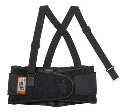 Ergodyne Large Black ProFlex 1100SF 280D Spandex Standard Lower Back Support With Two-Stage Closure, Sticky Fingers Stays And Detachable Suspenders-eSafety Supplies, Inc
