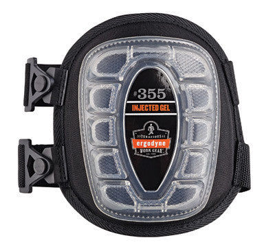 Ergodyne Black ProFlex 355 Injected Gel PU Foam Heavy Duty Knee Pad With Buckle, Hook And Loop Closure, Short Cap And Elastic Straps-eSafety Supplies, Inc