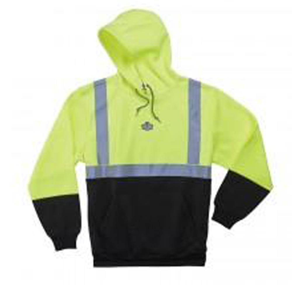 GloWear 8293 Type R Class 2 Black Front Hooded Sweatshirt Jacket-eSafety Supplies, Inc