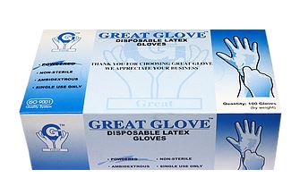 Great Glove - Lightly Powdered Disposable Latex Gloves - BOX-eSafety Supplies, Inc