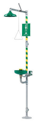 Haws AXION MSR Emergency Combination Shower, Eye Wash Station And Face Wash Station With Drench Shower Head And Eye/Face Wash Head And Green ABS Receptor-eSafety Supplies, Inc