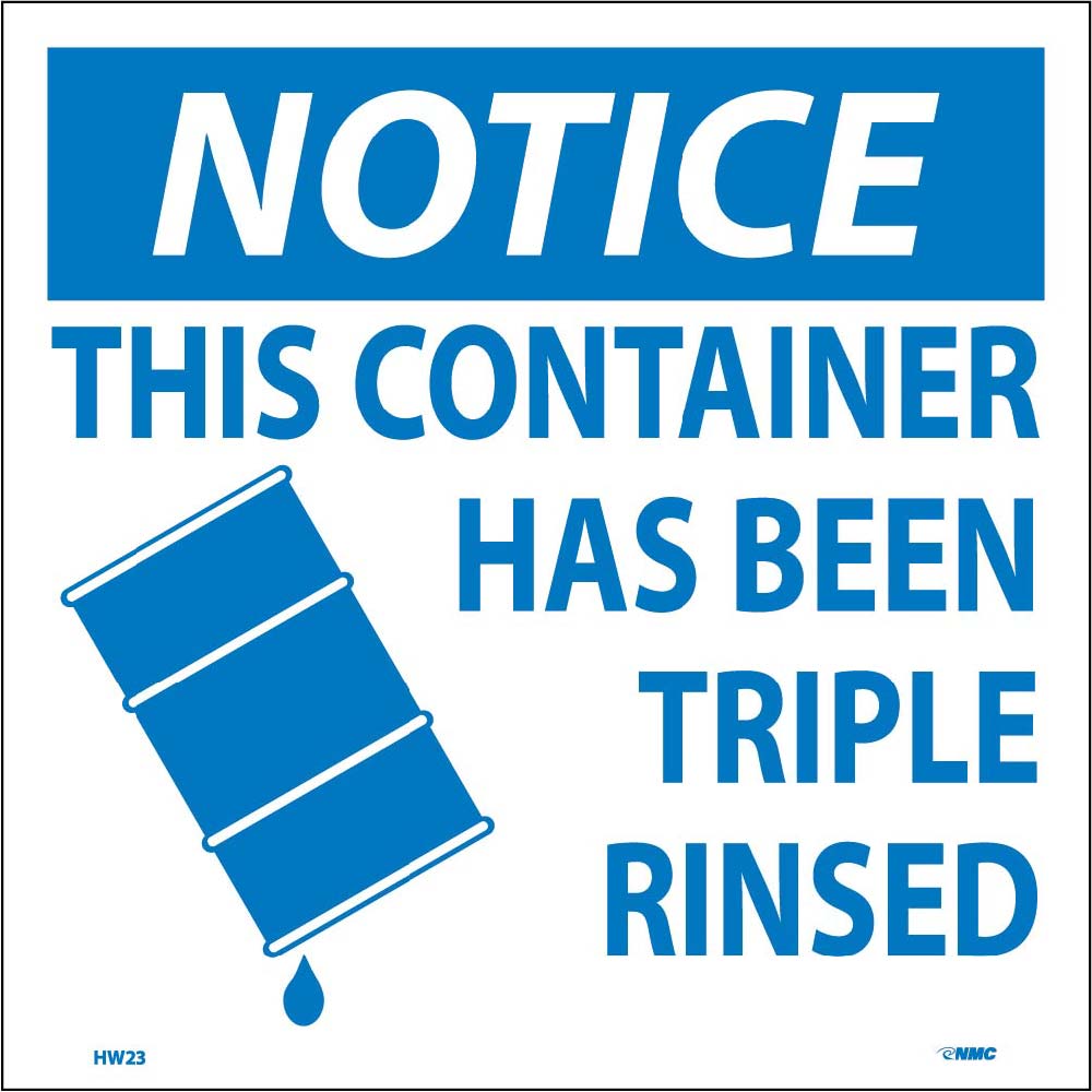 Notice This Container Has Been Rinsed Hazmat Label - Pack of 25-eSafety Supplies, Inc