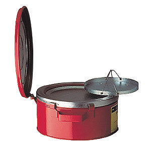 Justrite 1 Gallon Red Galvanized Steel Safety Bench Can With 7-1/2" Dasher Plate And Wire Basket-eSafety Supplies, Inc