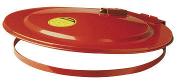 Justrite 22 1/2 - 22 3/4" Red Steel Self-Closing Drum Cover With Fusible Link-eSafety Supplies, Inc