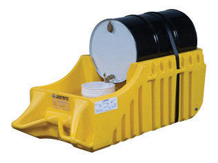 Justrite 66 Gallon Yellow EcoPolyBlend Polyethylene Portable Outdoor Drum Caddy With Rubber Wheels-eSafety Supplies, Inc