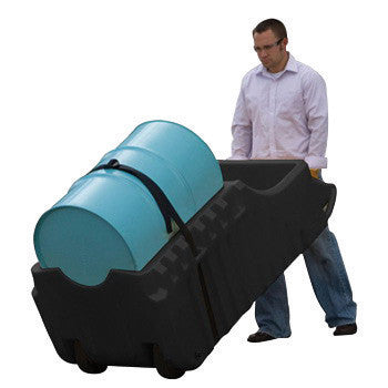 Justrite 66 Gallon Black EcoPolyBlend Polyethylene Portable Outdoor Drum Caddy With Rubber Wheels-eSafety Supplies, Inc