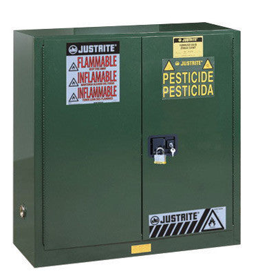 Justrite 30 Gallon Green Sure-Grip EX 18 Gauge Cold Rolled Steel Safety Cabinet With Manual Close Doors And Adjustable Shelf-eSafety Supplies, Inc