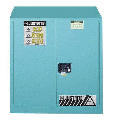 Justrite 30 Gallon Blue Sure-Grip EX 18 Gauge Cold Rolled Steel Safety Cabinet With Self-Closing Doors And Adjustable Shelf-eSafety Supplies, Inc