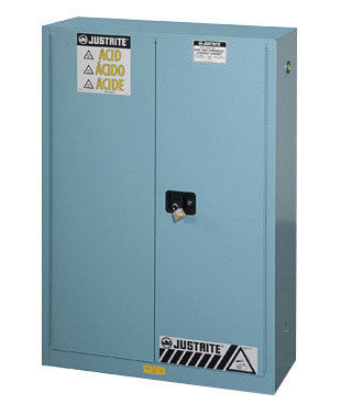 Justrite 45 Gallon Blue Sure-Grip EX 18 Gauge Cold Rolled Steel Safety Cabinet With Manual Close Doors And Adjustable Shelves-eSafety Supplies, Inc