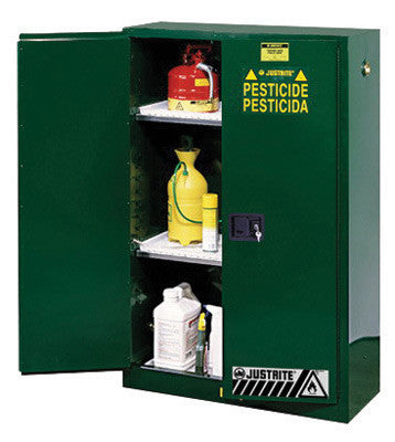 Justrite 45 Gallon Green Sure-Grip EX 18 Gauge Cold Rolled Steel Safety Cabinet With Manual Close Doors And Adjustable Shelves-eSafety Supplies, Inc