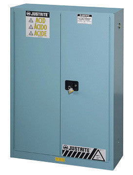Justrite 45 Gallon Blue Sure-Grip EX 18 Gauge Cold Rolled Steel Safety Cabinet With Self-Closing Doors And Adjustable Shelves-eSafety Supplies, Inc