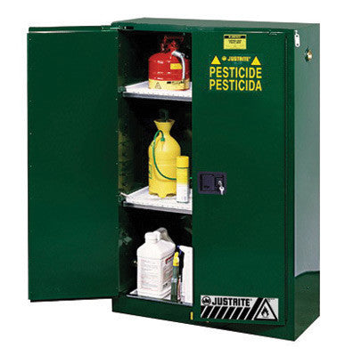 Justrite 45 Gallon Green Sure-Grip EX 18 Gauge Cold Rolled Steel Safety Cabinet With Self-Closing Doors And Adjustable Shelf-eSafety Supplies, Inc