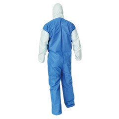 Kimberly-Clark Professional* Large White KLEENGUARD* A40 Microporous Film Laminate Disposable Breathable Liquid And Particle Protection Coveralls With Front Zipper Closure And Blue Back-eSafety Supplies, Inc