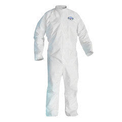 Kimberly-Clark Professional* 4X White KLEENGUARD* A45 Disposable Breathable Liquid And Particle Protection Coveralls With Front Zipper Closure, Open Wrists And Ankles, Respirator Fit-eSafety Supplies, Inc