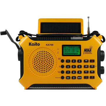 Kaito KA700 Bluetooth Emergency Hand Crank Dynamo & Solar Powered AM FM Weather Band Radio-eSafety Supplies, Inc