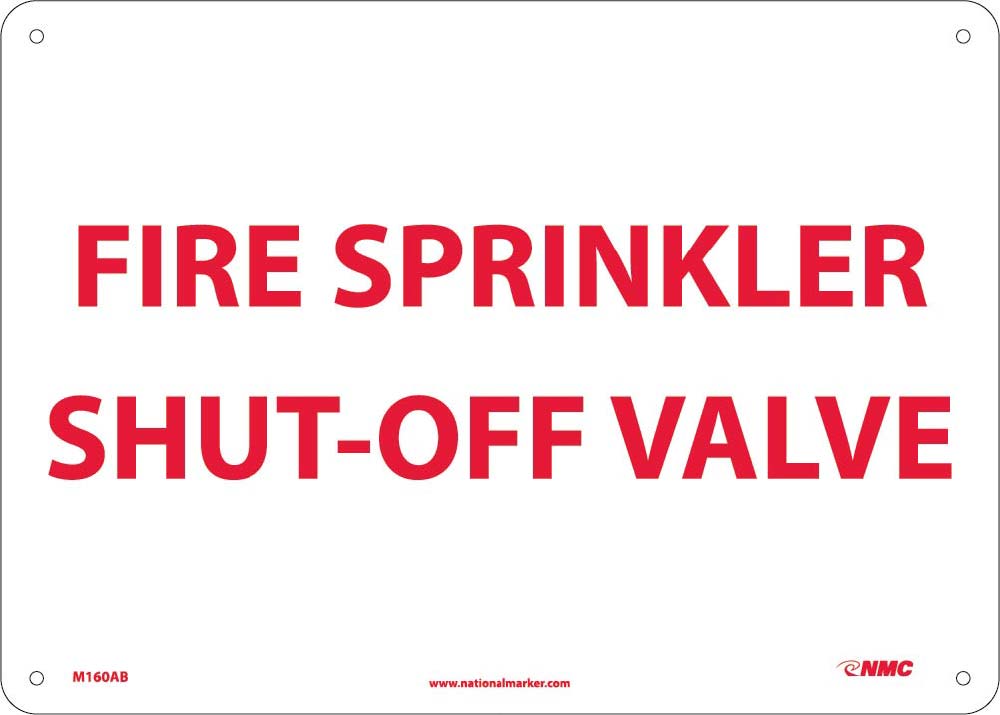 Fire Sprinkler Shut-Off Valve Sign