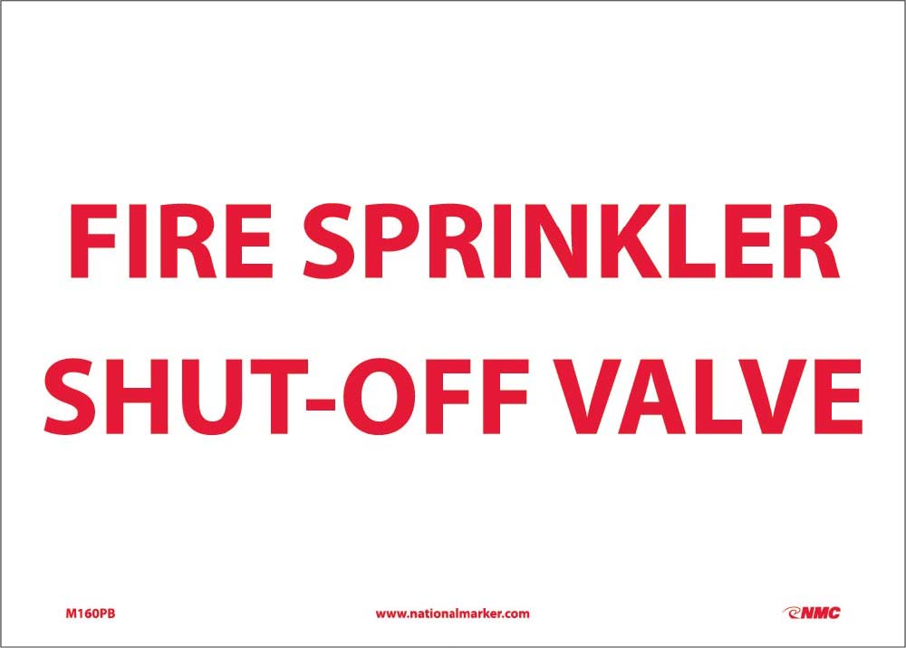 Fire Sprinkler Shut-Off Valve Sign