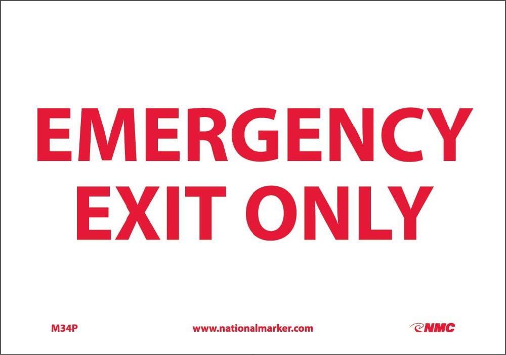 Emergency Exit Only Sign
