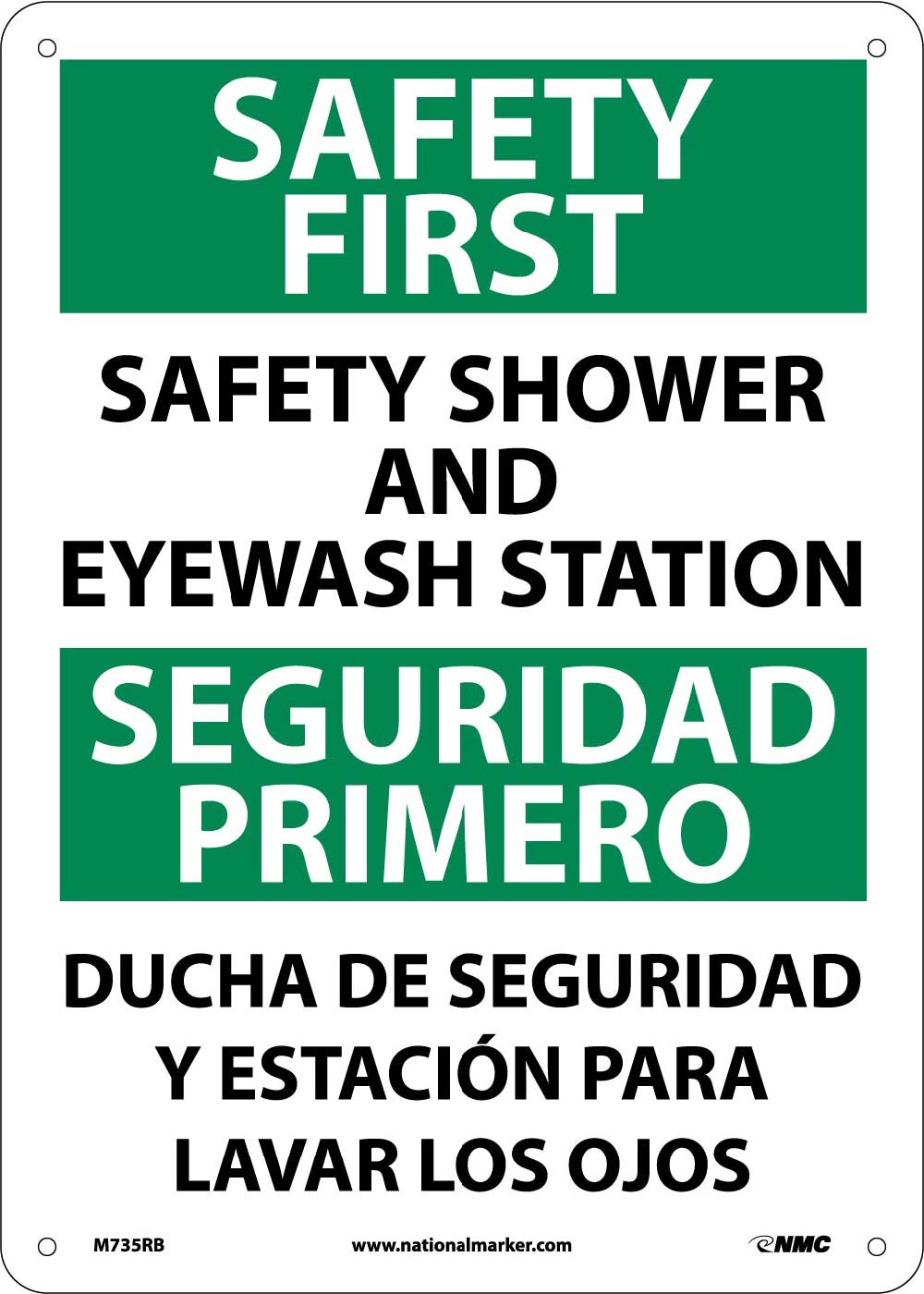 Safety First Shower And Eyewash Station Sign - Bilingual-eSafety Supplies, Inc