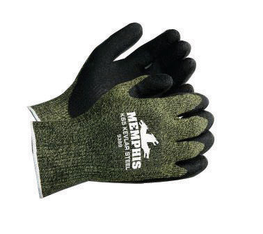 Memphis Small KS-5 13 Gauge Cut Resistant Black Latex Dipped Palm And Finger Coated Work Gloves With Kevlar Nylon Liner And Knit Wrist-eSafety Supplies, Inc