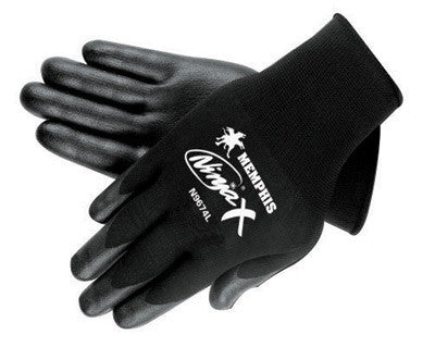 Memphis Small Ninja X 15 Gauge Black Nitrile, Polyurethane And Bi-Polymer Dipped Palm And Fingertip Coated Work Gloves With Lycra And Nylon Liner And Knit Wrist-eSafety Supplies, Inc