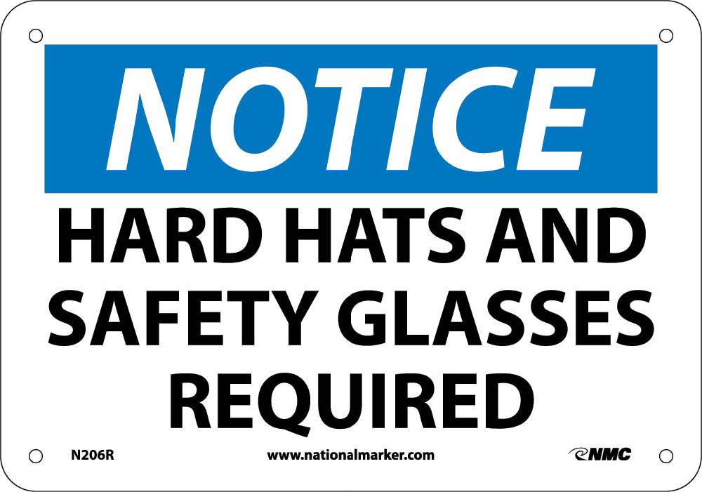 Notice Hard Hats And Safety Glass Required Sign-eSafety Supplies, Inc