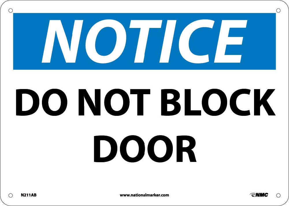 Notice Do Not Block Door Sign-eSafety Supplies, Inc