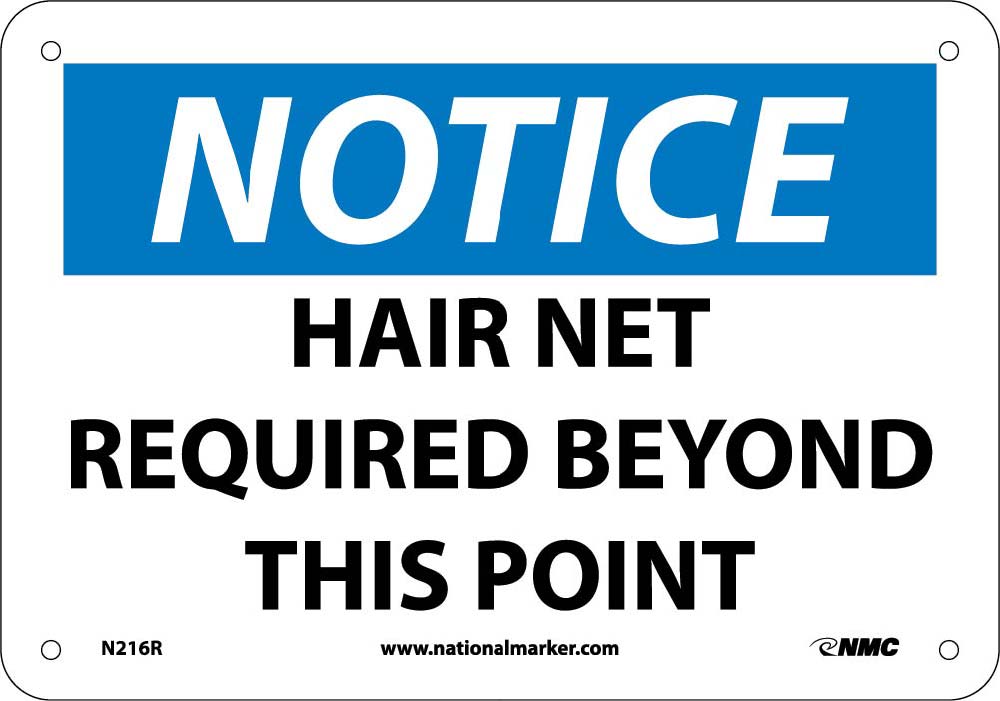 Notice Hair Net Required Beyond This Point Sign-eSafety Supplies, Inc
