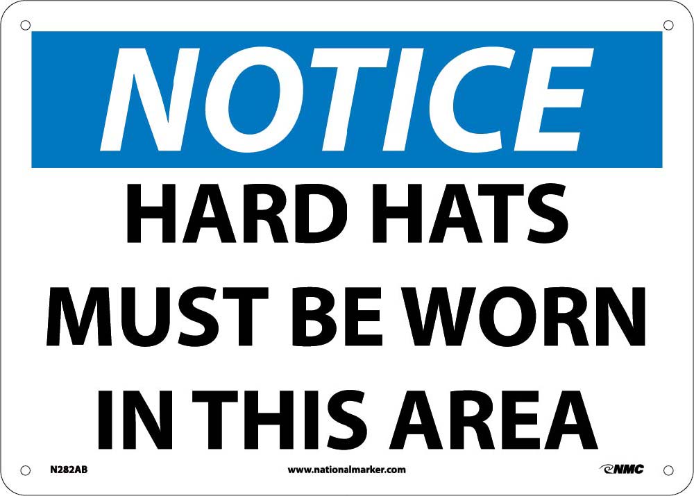 Notice Hard Hats Must Be Worn In This Area Sign-eSafety Supplies, Inc