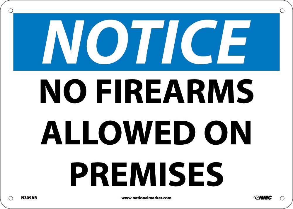 Notice No Firearms Allowed On Premises Sign-eSafety Supplies, Inc