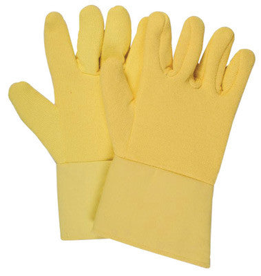 National Safety Apparel Medium 12" Yellow 22 Ounce Kevlar Terrybest Terry Cloth Reversed Wool Lined Heat Resistant Gloves With Kevlar Twill Gauntlet Cuff-eSafety Supplies, Inc