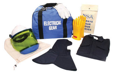 arc flash gear National Safety Apparel 2X Navy UltraSoft ArcGuard Level 2 Flame Resistant Arc Flash Personal Protection Equipment Kit With Size 10 Gloves