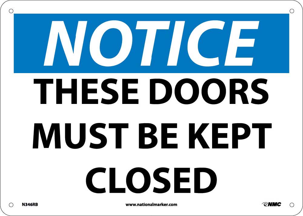 Notice These Doors Must Be Kept Closed Sign-eSafety Supplies, Inc